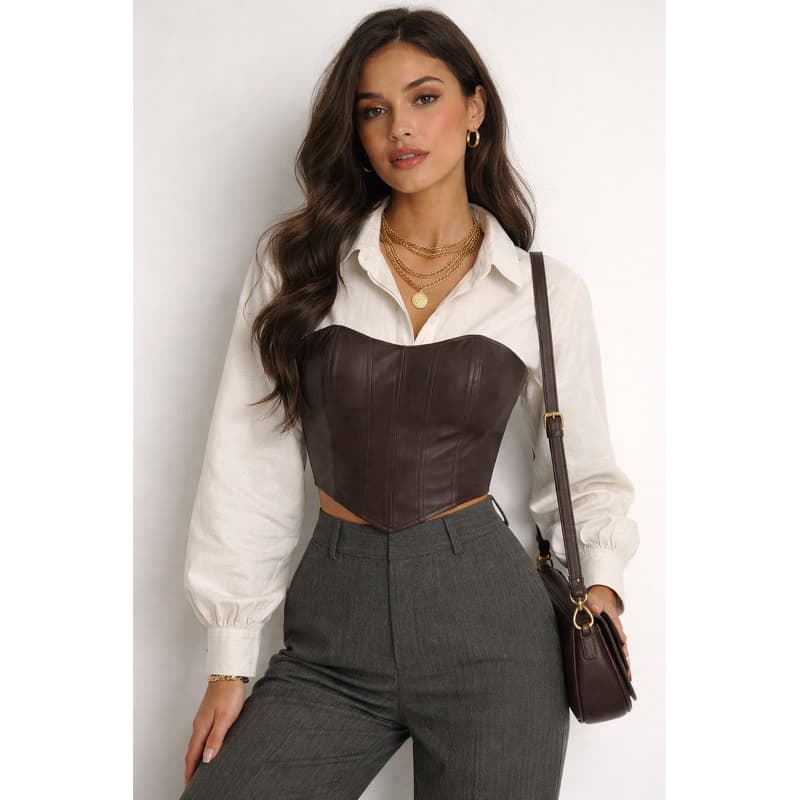 Cropped Top Corselet de Couro