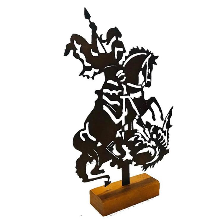 Imagem São Jorge Escultura Santo Estatueta Católica Ferro