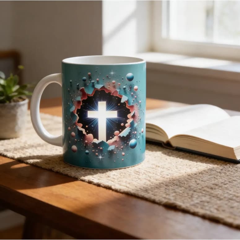 Caneca Porcelana 3D Cristã Jesus Cristo Deus Fé Presente Evangélico