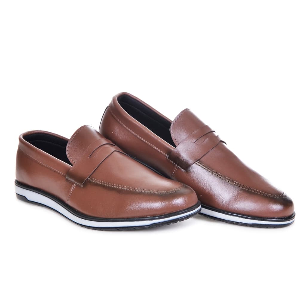 Sapato Social Masculino Sola Bicolor de Couro Ecológico cores Preta e Marrom Café, Calce Fácil, Elegante e Confortável