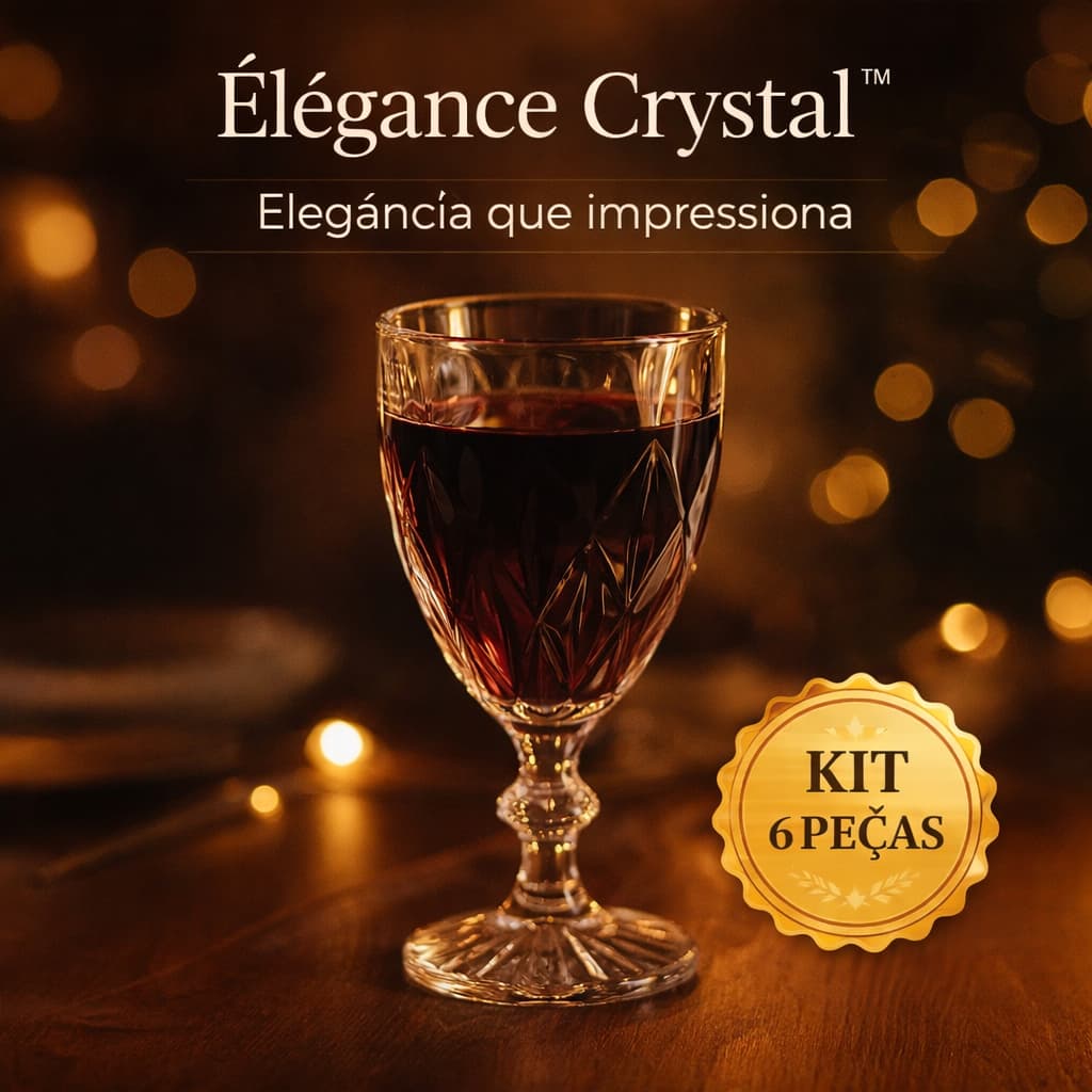 Jogo Taças Vidro Diamante 340ml 6 Peças Élégance Crystal Elegante Luxo Resistente