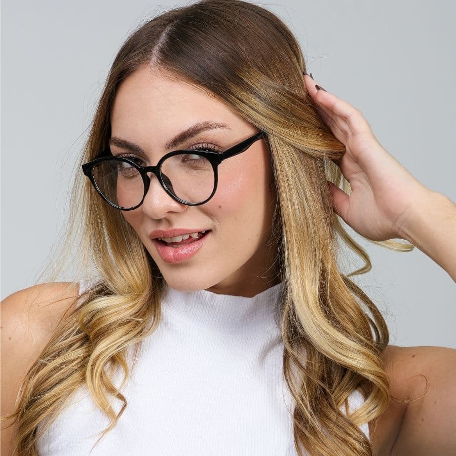 Armação Redonda Preta Lentes Oval Transparente Unissex Feminina Arredondada Grande Uso Estético