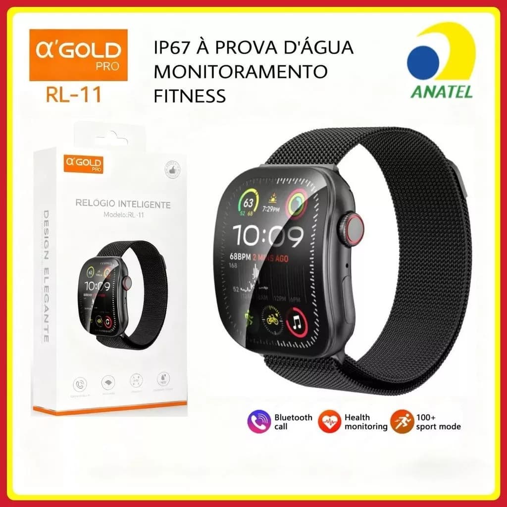 Smartwatch Tela Curva HD Relógio Inteligente À Prova D'água Relógios Esportivos original A’GOLD