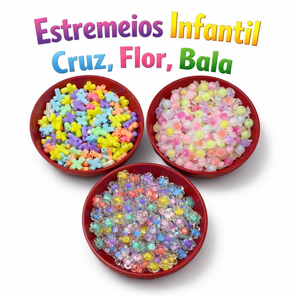 Miçanga Estremeios Cruz, Bala E Flor Colorido Pulseira Infantil Bijuterias Artesanato DIY
