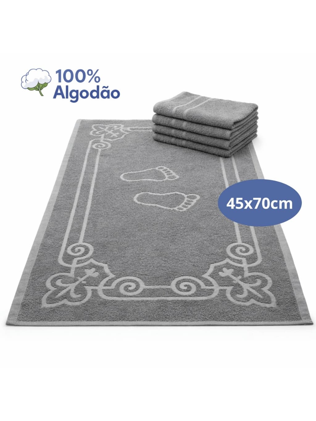 Kit Tapetes Piso de Banheiro Toalha Premium - Algodão Macio Estilo Hotel e Pousada 45 x 70cm