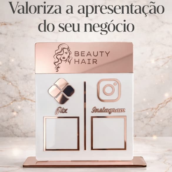 Placa Pix 2 QR Code em Acrílico -COM LOGO MARCA -Display  Mesa