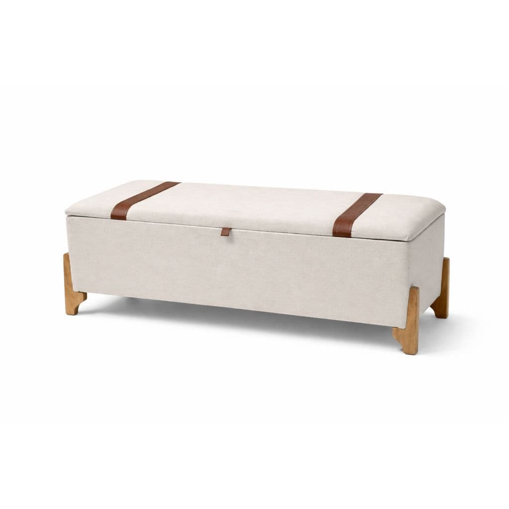 Calçadeira Bau Casal Puff Baú Decorativo Estofado Para Pé da Cama Banco Organizador 120cm