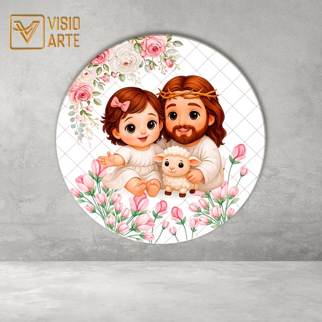 Painel Redondo Sublimado em Tecido 3D  Jesus 06