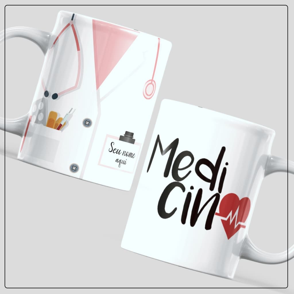 Caneca Personalizada Medicina com seu nome, envio imediato presente especial, profissional da Saude