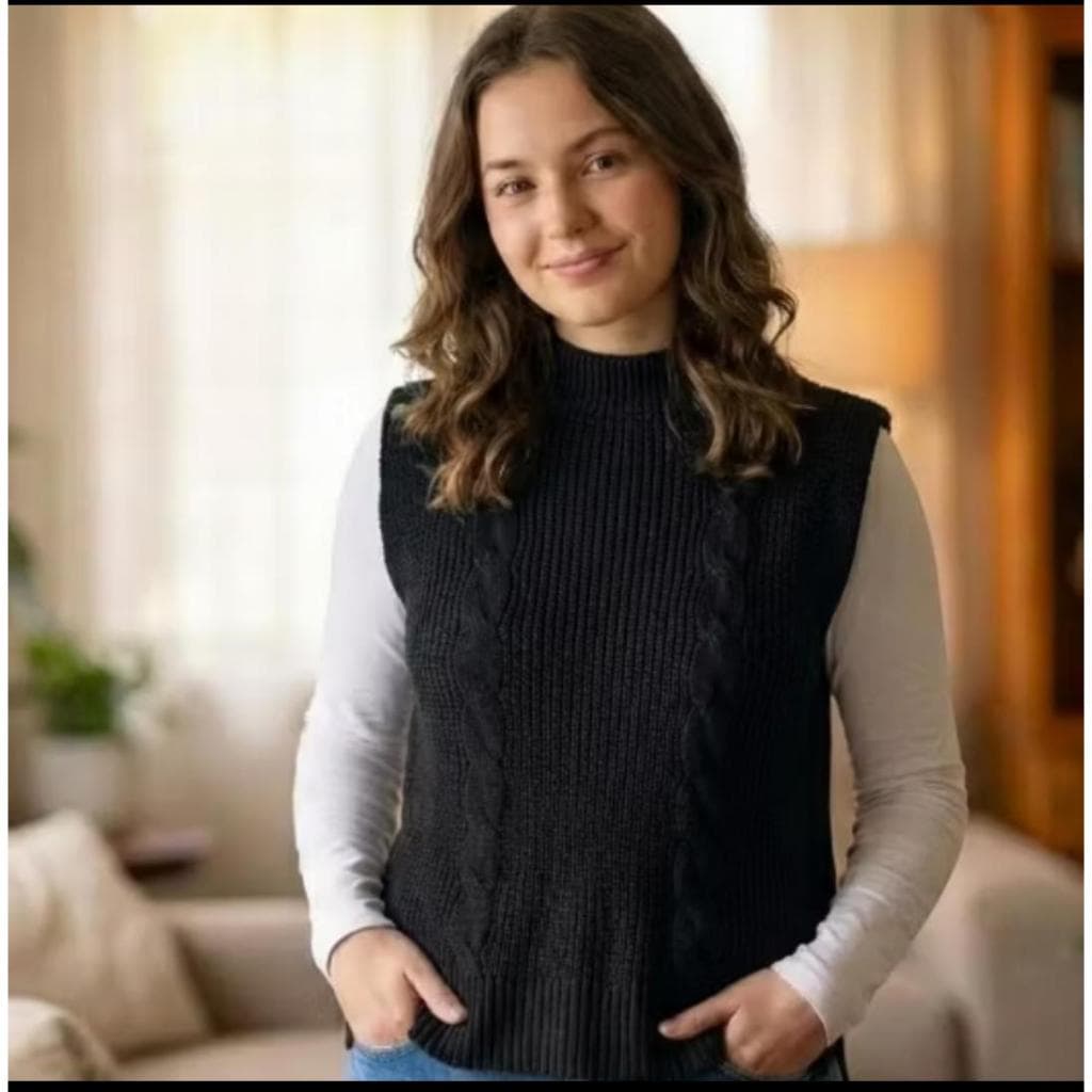 Max Colete Tricot Feminino Fang Mullet Fenda Lateral Elegante Moda Inverno/UpTopDecor