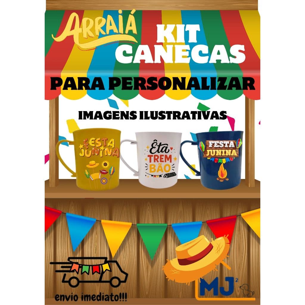 Kit Caneca festa junina Prenda Brinde Lembrança para personalizar
