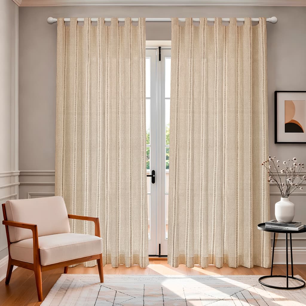 Cortina Sala Quarto 4,20m de largura Entrelaços Com Alça Para Varão Estilo Rústico Elegante Premium