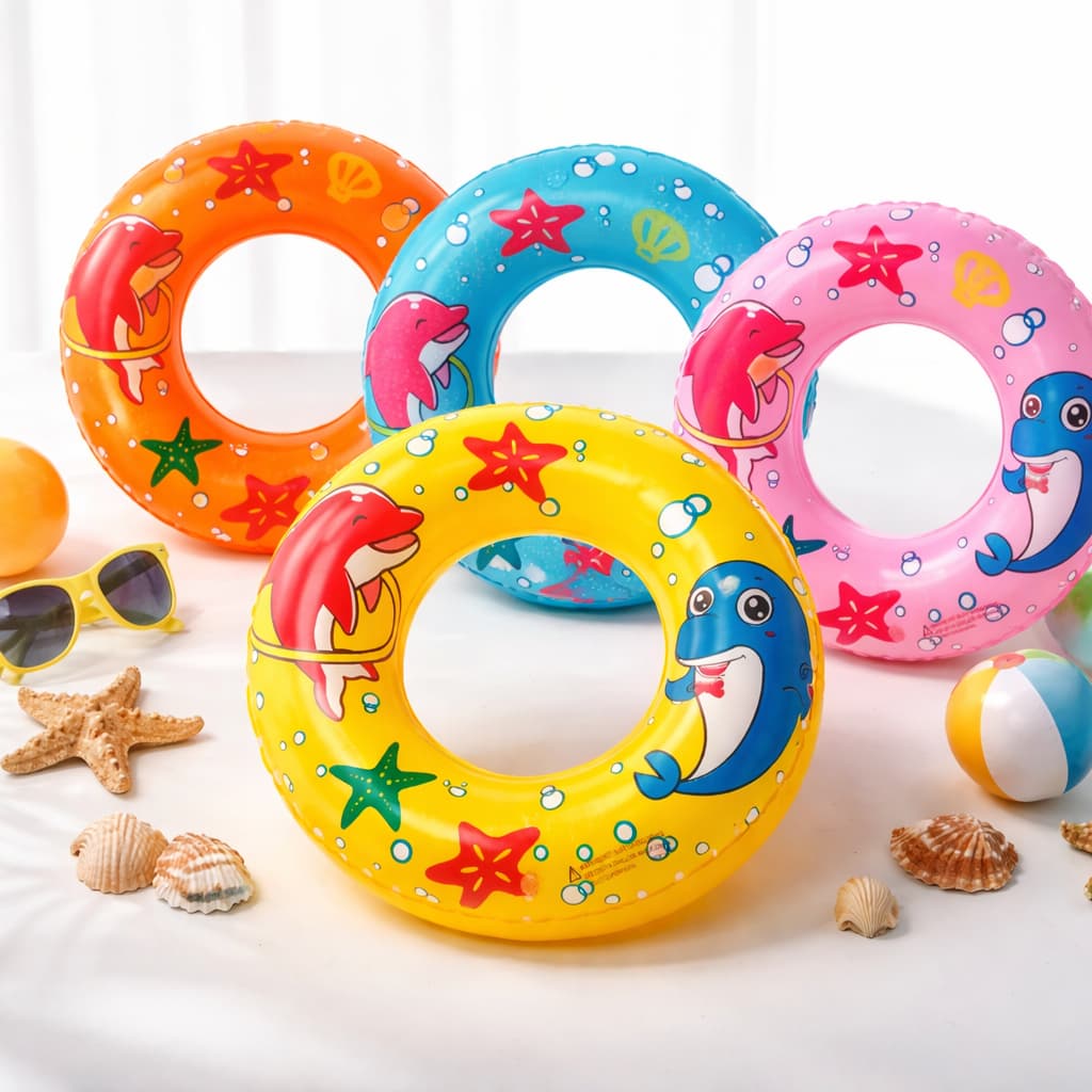 Kit 10 Boias Infláveis Infantil 44cm | Golfinhos Coloridos | Atacado