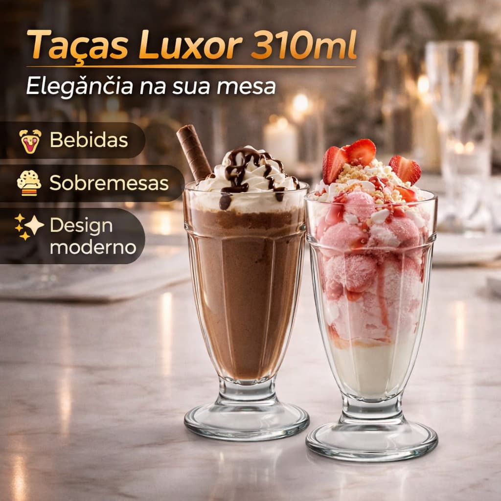 Conjunto Taças Vidro 310ml 2 Peças Luxor Drinks Sobremesa