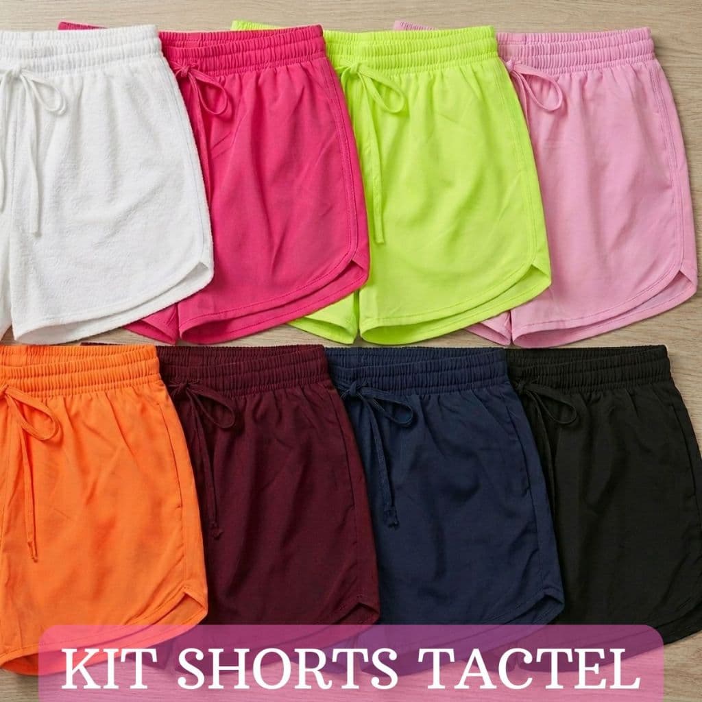 Kit Com 3 Shortinhos Tactel Feminino Corrida Saida Praia Dia a Dia