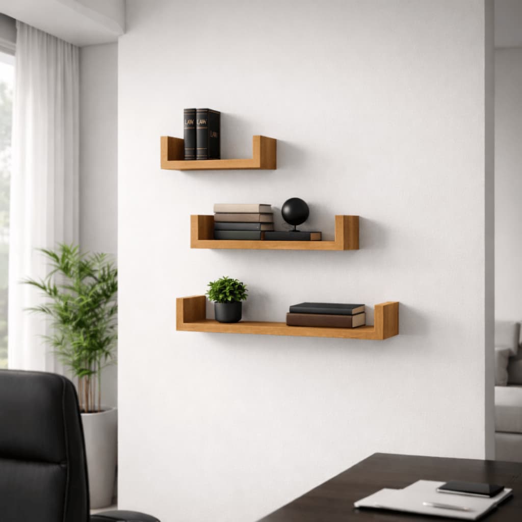 Kit 3 Prateleiras MDF em U Decoração Cozinha Sala Quarto Kit Instalação