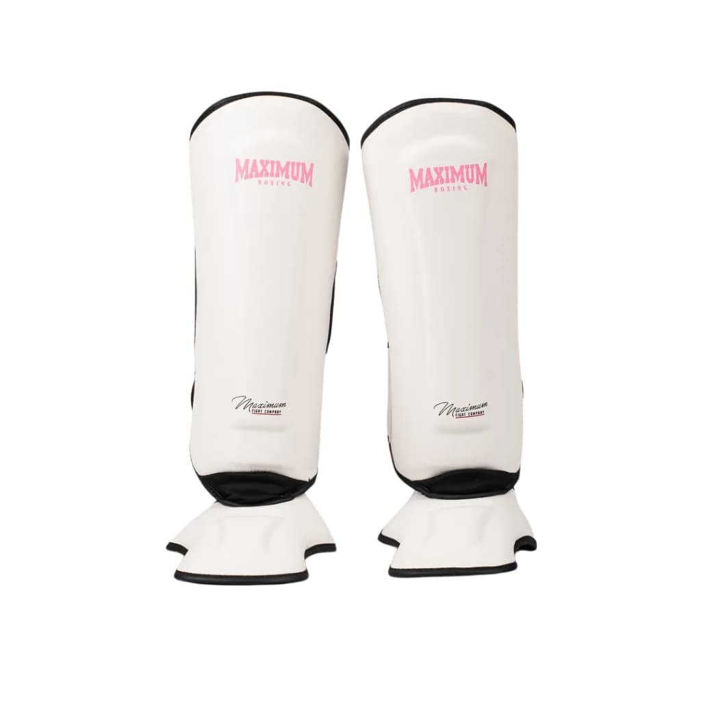 Caneleira Muay Thai E Kickboxing Maximum Alta Performance Cor Branco E Rosa Tamanho M