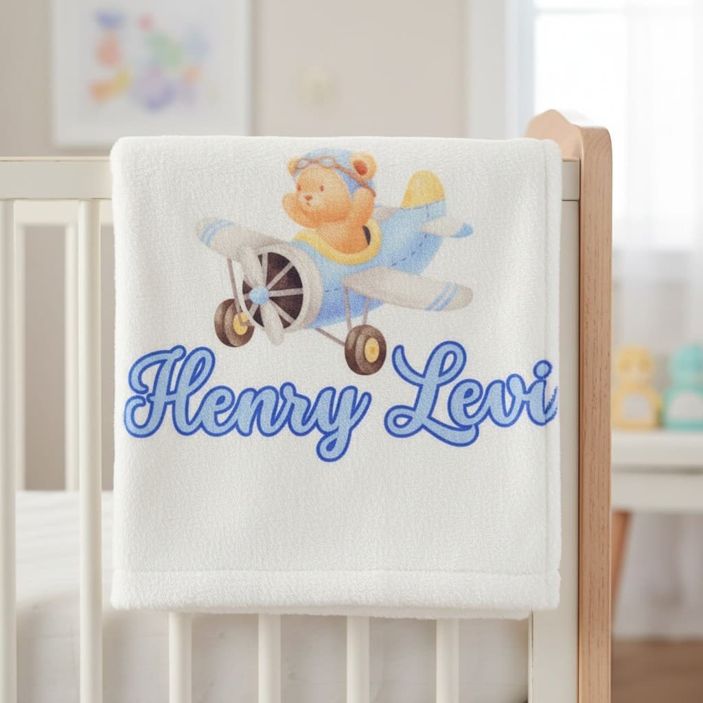 Manta Bebê Personalizada com Nome Macia Microfibra Antialérgico Mantinha Soft Menino Menina