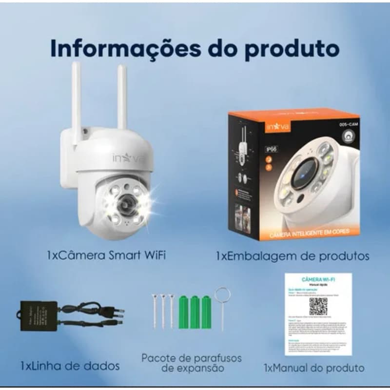 Câmera de Segurança Wi-Fi 360° Full HD com Visão Noturna e App