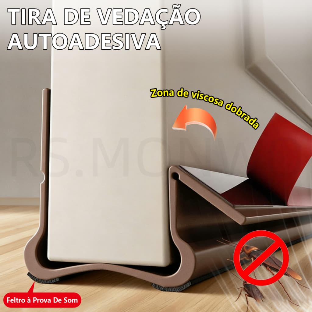 【Autoadesivo】93CM Veda Porta Fresta Ajustável PVC, Com Feltro à Prova De Som Anti Água/Inseto/Poeira