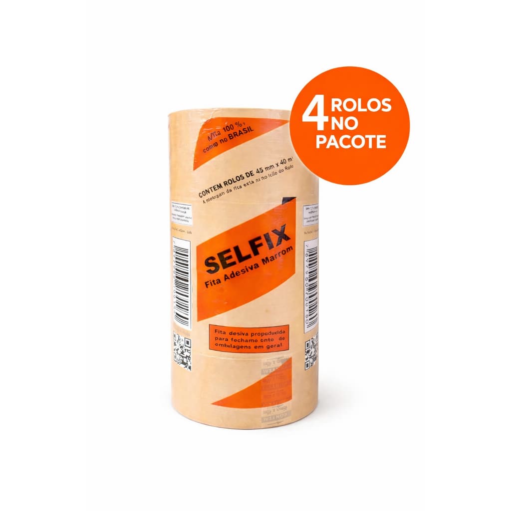 Fita Adesiva Durex Largo Marrom 45 mm x 40 m Ideal Para Embalagens De Caixas Alta Resistência Kit Com 4 Unidades