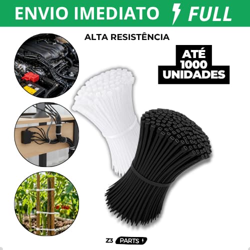 Cinta Plástica Nylon Lacre Fita Hellermann Alta Resistência Preta Branca Kit até 1000 und Pronta Entrega