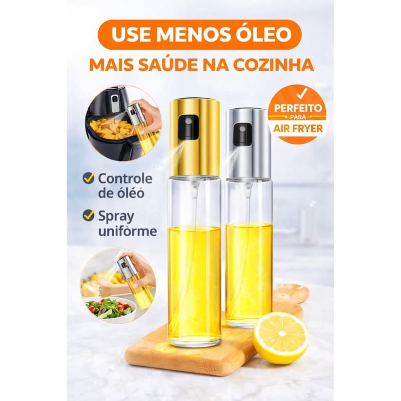 Spray de Óleo para Cozinha Frasco Vidro Reutilizável Vinagre Air Fryer Churrasco