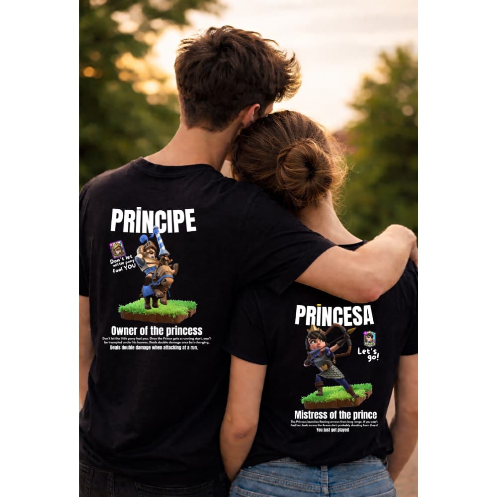 Kit 2 Camisetas Conjutos de Casal Masculina e Feminina  Coroas Na Frente clash royale Namorados