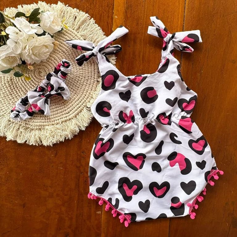 Body de alça para menina - acompanha Tiara | Macaquinho para Bebê | Bory baby infantil