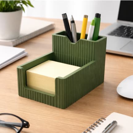 Organizador de Mesa 2 em 1 Porta Canetas + Porta Bloco de Notas | Minimalista Moderno 12x9x7,5cm