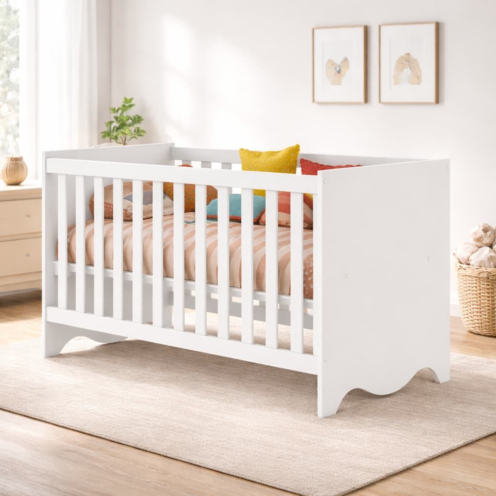 Cama Berço Mini Infantil Com Colchão Incluso Multifuncional 2 Em 1 Grade Segurança Compacto 110x60cm
