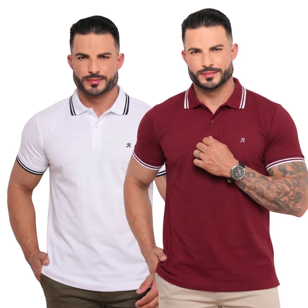 Kit 2 Camisa Gola Polo Masculina Malha 100% Algodão P ao GG