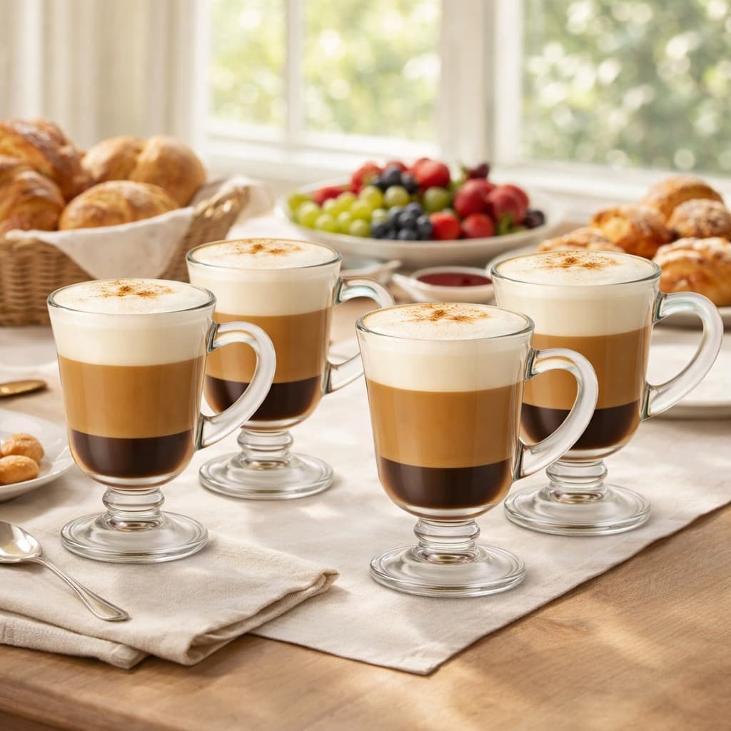 Kit 3 ou 4 Canecas Vidro Cappuccino Transparente Café Gourmet