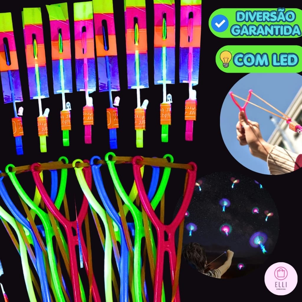 Kit 2/4/6/12 e 30 Brinquedo Avatar Voador De Led Com Estilingue Foguete Helicóptero Brinquedo de Criança