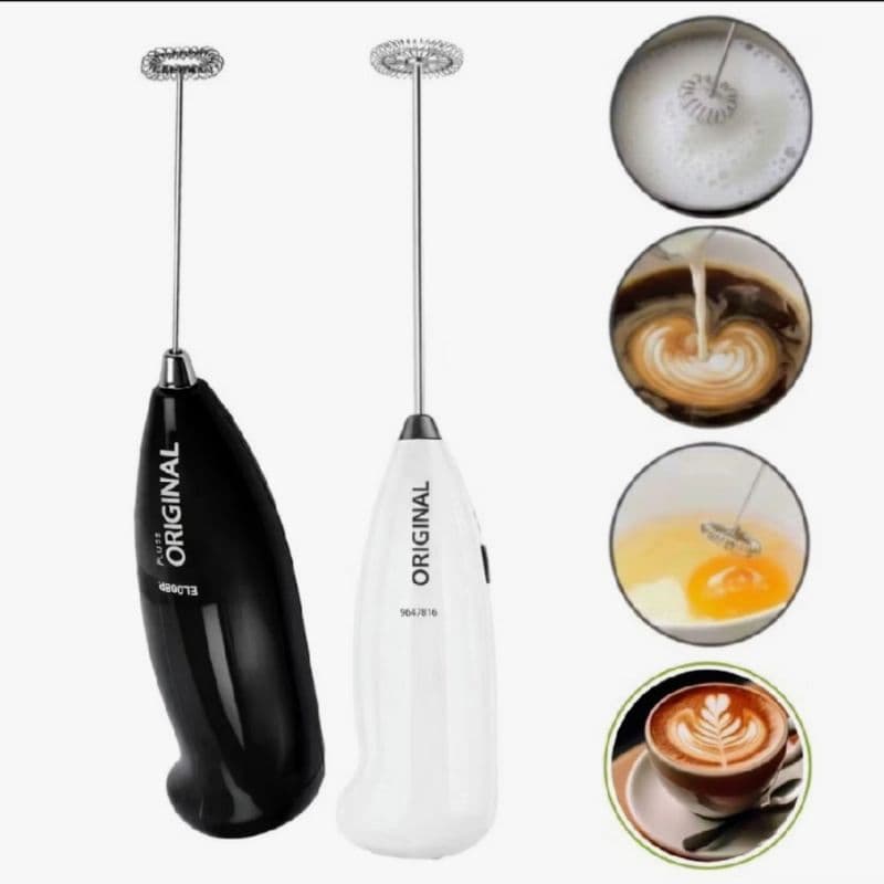 Mini Mixer Elétrico Inox Premium p/ Café, Chá, Achocolatado, Capuccino e Bebidas - Pilha AA