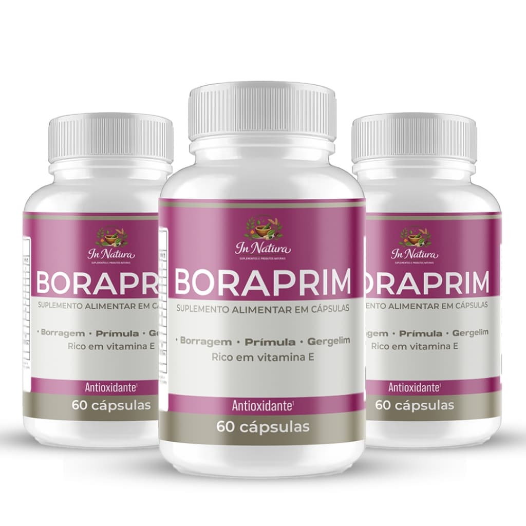 Kit com 3 unid de BoraPrim - 180 Cápsulas - Fórmula Avançada.