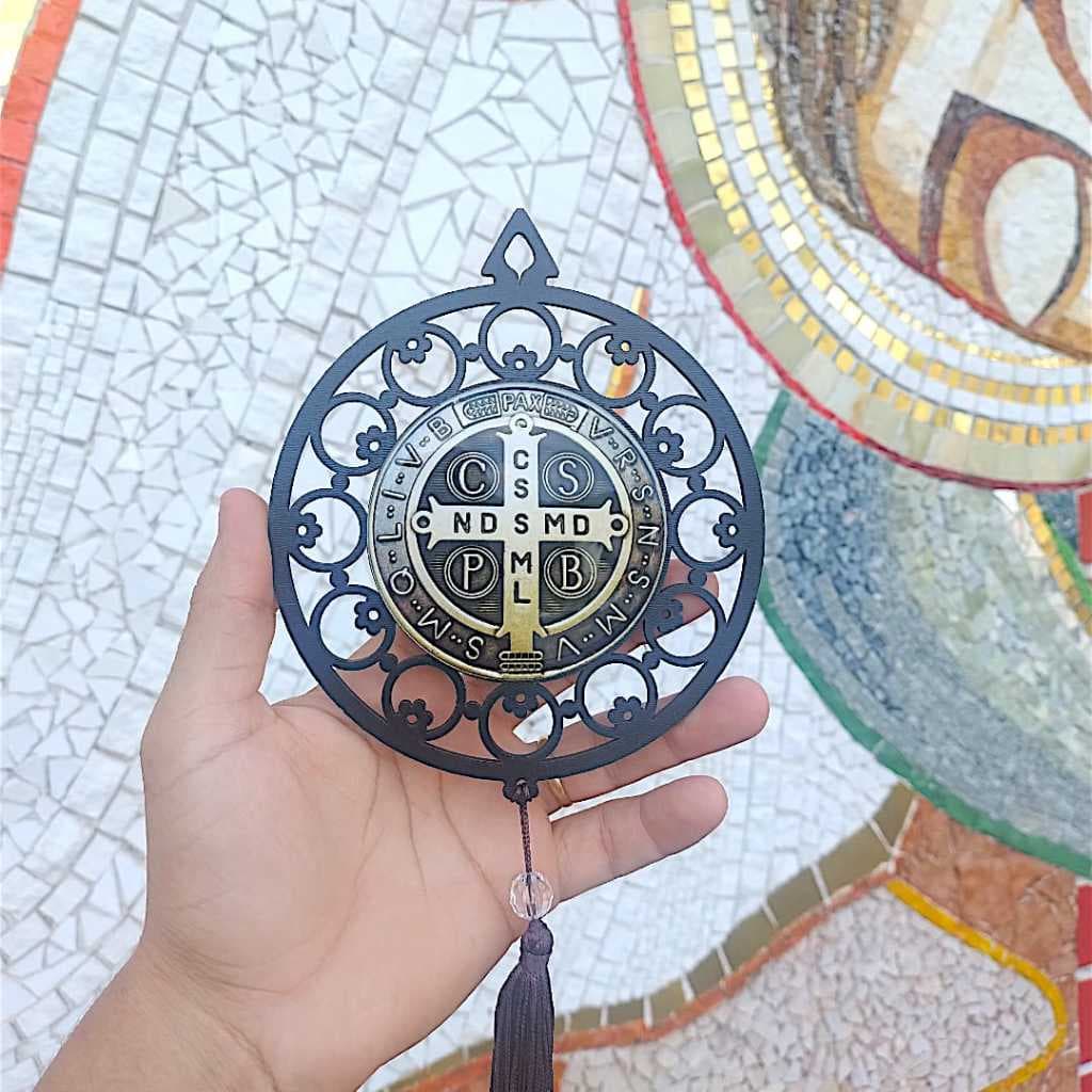 Quadro Mandala para porta de São Bento artesanal Decoração