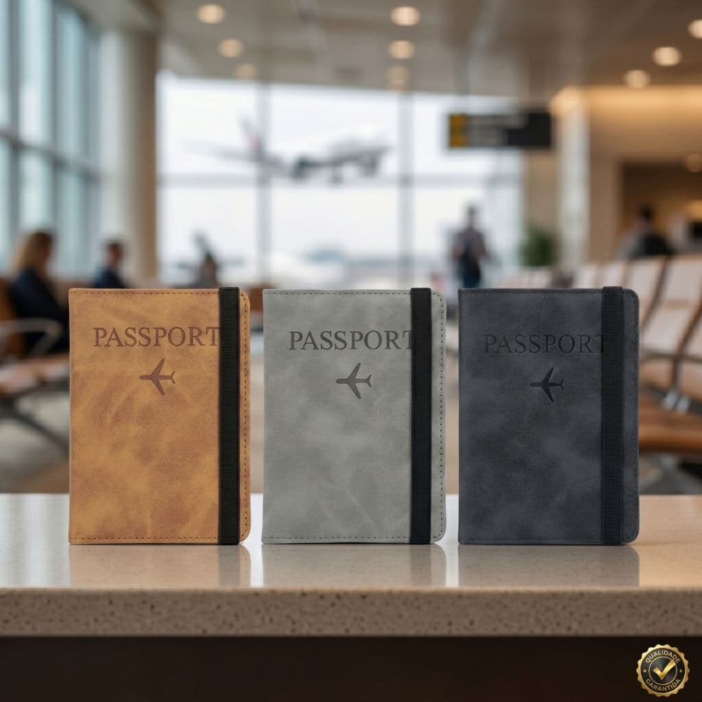 Carteira Para Passaporte Vintage Organizador Viagem Chip Unissex | Porta Documentos Couro Premium