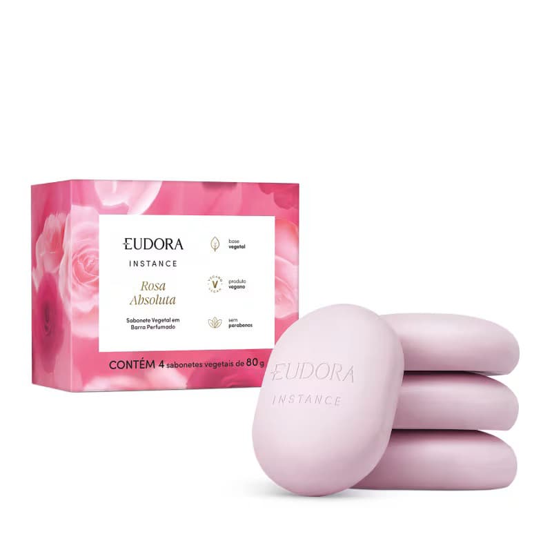 Sabonete Vegetal em Barra Instance Rosa Absoluta 80g (4 unidades) - VAL 05/28