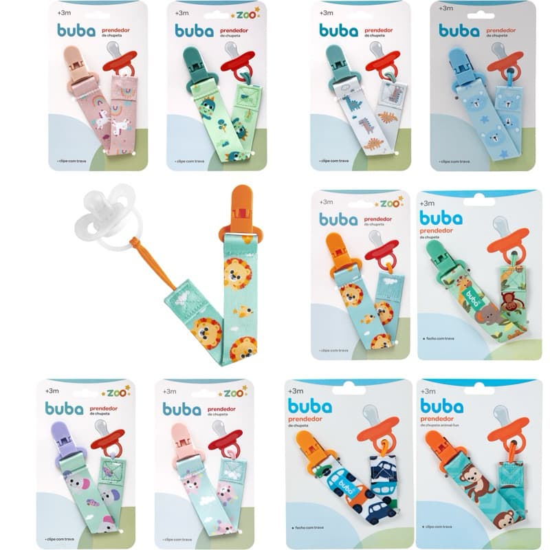 prendedor de chupeta Buba infantil estampado feminino masculino