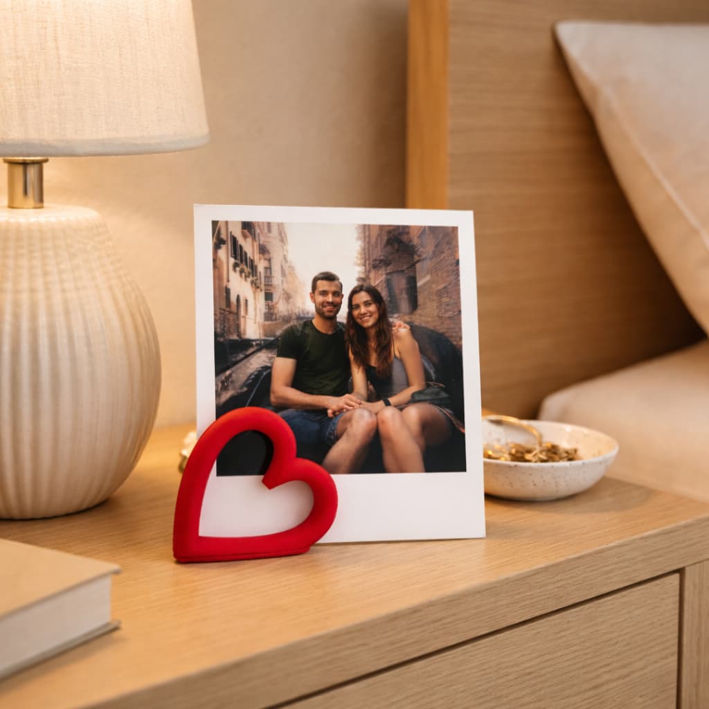 Kit 5 Suporte de Coração para fotos Polaroid porta retrato decorativo de mesa apoio de foto Instantânea Polaroid