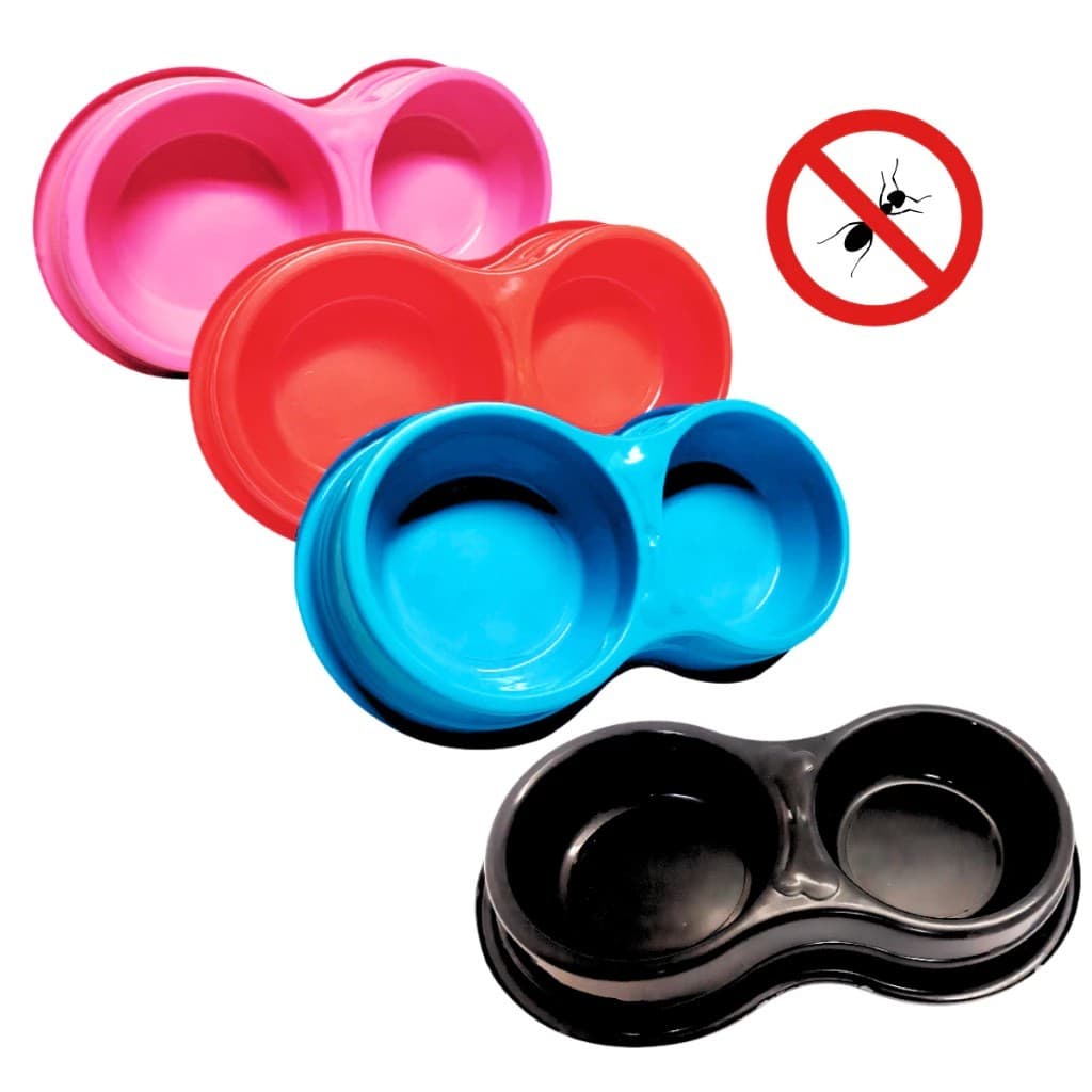 Comedouro Duplo Pet Cães e Gatos Antiformiga 500ml ou 800ml Plástico Resistente