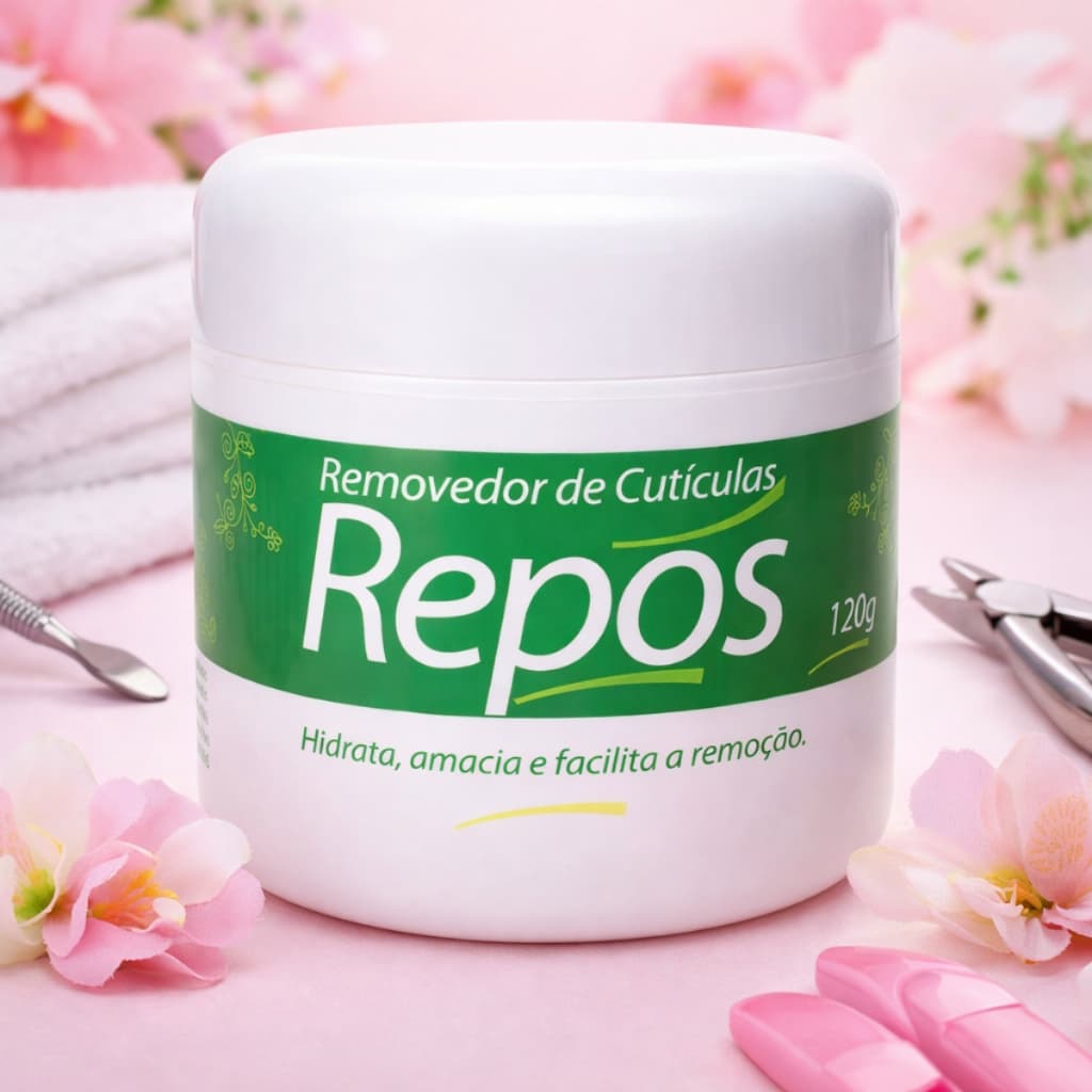Creme Removedor de Cutículas Repos 120g Hidrata e Amacia as Unhas Pedicure Manicure