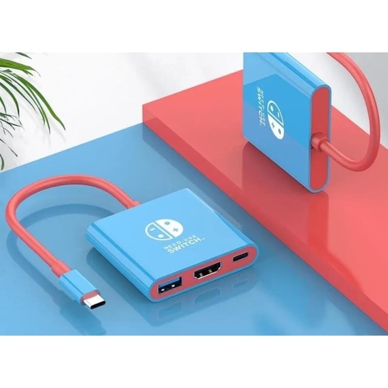 Dockin TV para Nintendo Switch, Android, Mac, iOS, PC, Adaptador Hub 3 em 1 Estação de Ancoragem Tipo C