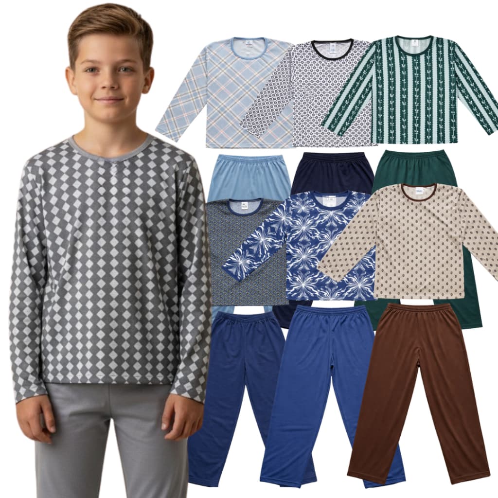 Pijama Infanto Juvenil Menino | Pijama Infantojuvenil Tamanho 2 ao 16 | Pijama Infanto Juvenil Inverno