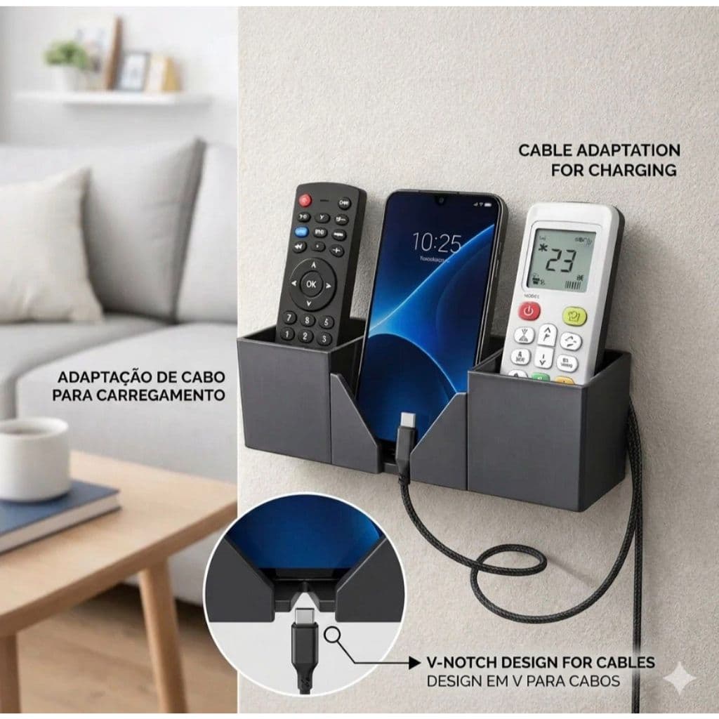Suporte Parede Triplo Para Controle Remoto Universal Celular