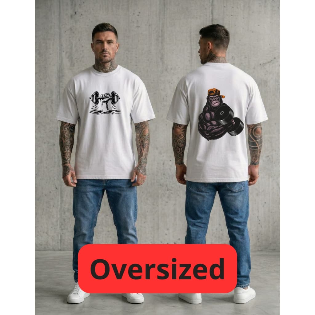 CAMISETA ACADEMIA OVERSIZED ESTAMPADA UNISSEX FITNESS TREINO PESADO CONFORTÁVEL MODA ESPORTIVA