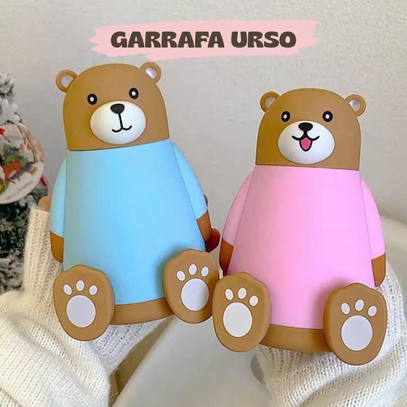 Garrafa de Vidro Bear Urso Panda 300ml Criativo Divertido Passeio Infantil Interativa Bebe