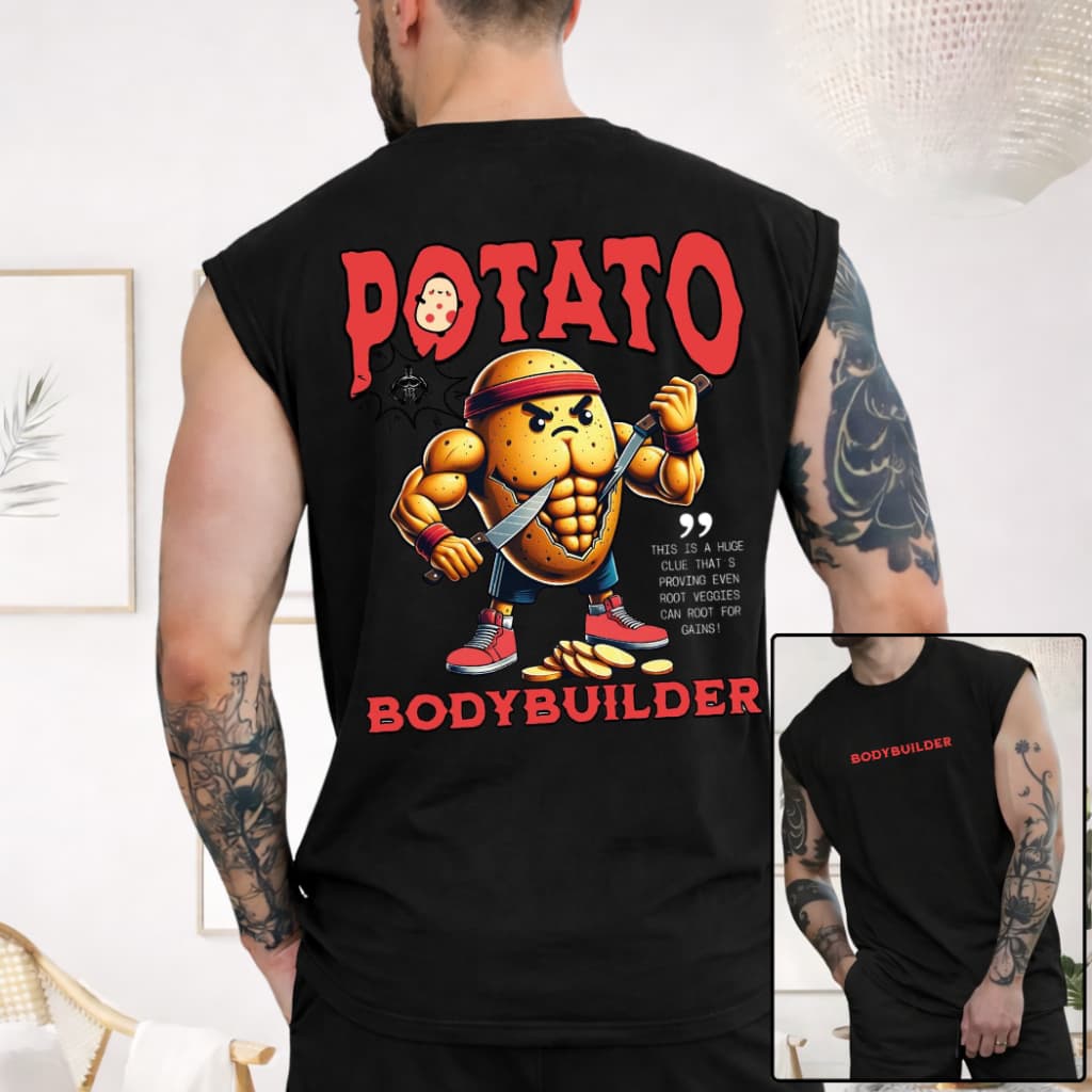 Camiseta Regata Masculina Potato Bodybuilder Premium Estampada Estilo Academia Treino