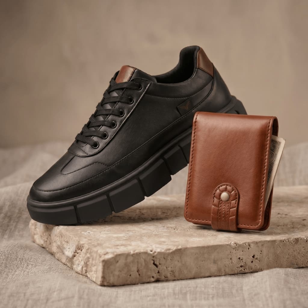 Kit Tênis Masculino Leve Confortável Moderno + Carteira Masculina Slim Oferta